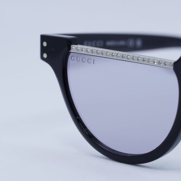 Gucci GG1368S 001 Sunglasses Black Oval Frame, Grey Mirror Lenses - Picture 4 of 12